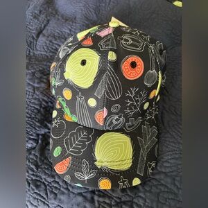 Vegetable Print Baseball Cap – Black Multicolor – NWT